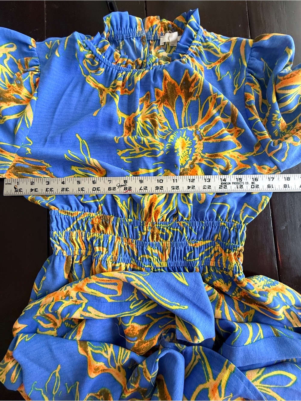 ODDI Boho NWOT Sunburst
Floral Jumpsuit Wide Leg
Smocked Waist keyhole back Sz S - Picture 9 of 11